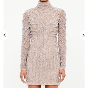 Missguided Peace+Love silver longsleeve mini dress